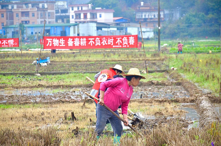 村民正在清理溝壑。羅嬋攝