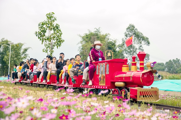 市民坐觀光小火車(chē)瀏覽景區(qū)  岑記華攝.jpg